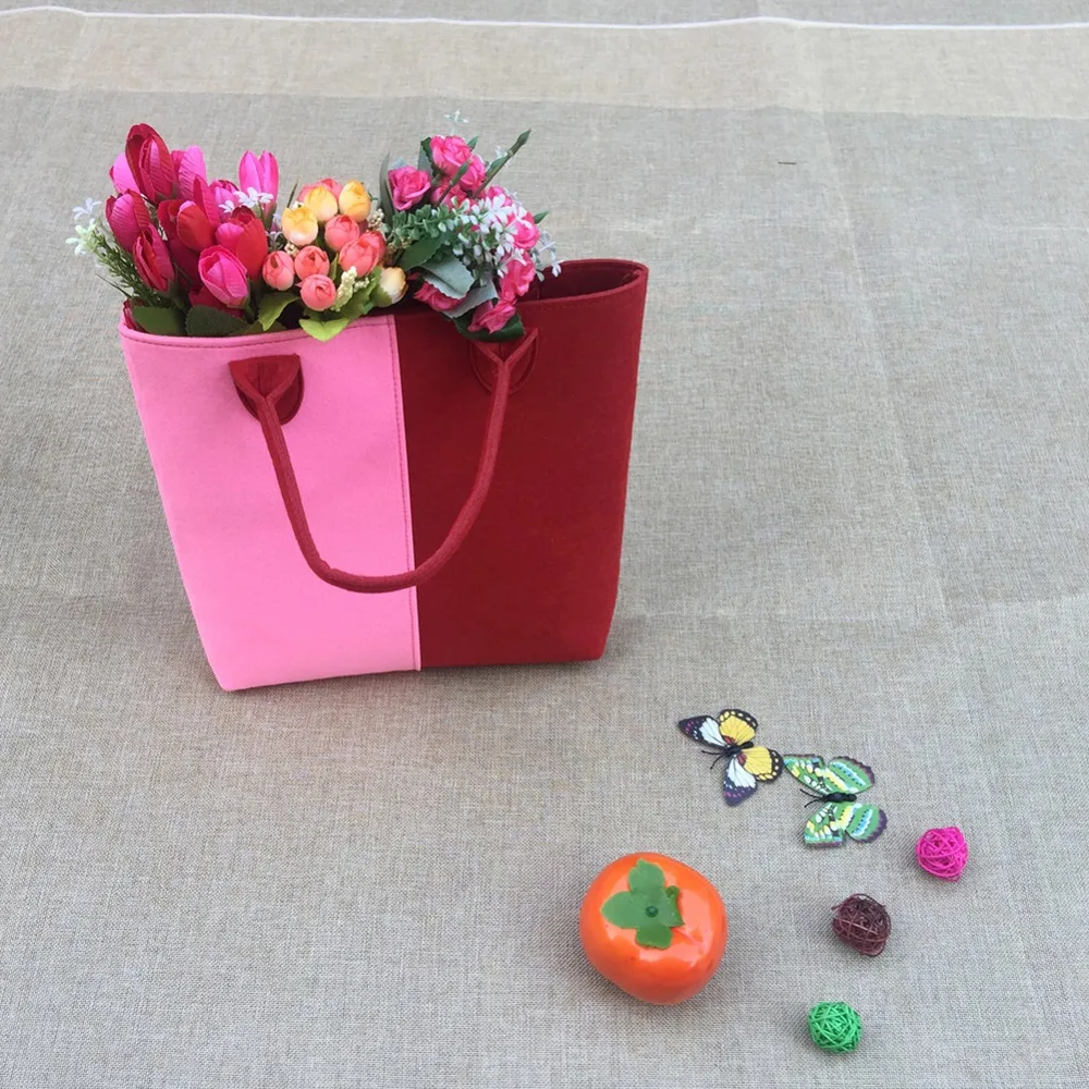 cheap Little pink red bag for girl contrast color handbag shopping bag cute bag Child girl bag