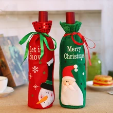 

2017 Christmas Decorations for Home Santa Claus Wine Bottle Cover Bag Santa Sack Noel Decoration, Christmas Decoration-029
