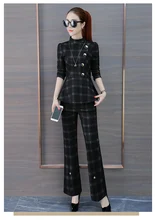 Women OL Suits Slim Fit Fashion Coats Blazer Korean Tops Pants Stripe Business