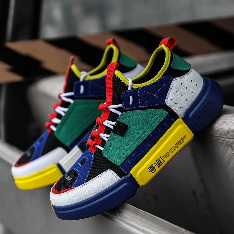 

Trend Youth Men Sneakers Comfortable Blue Patchwork Couple Sport Shoe Vogue Handsome Male Walking Shoes Fitness Kids Personality