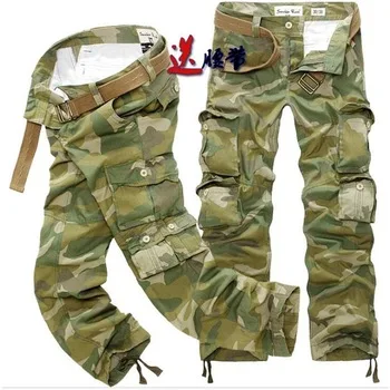 Active 2017 Men Sping Army Green Fashion Cargo Pants Crotch jogger Patchwork Pants Male Easy Wash Big Camouflage Cargo Trousers