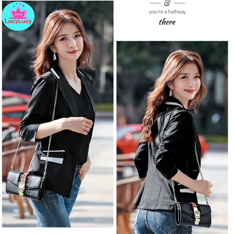 2019 small suit jacket Korean style new spring and summer Slim net red seven-point sleeve casual suit short paragraph 2019 small suit jacket Korean style new spring and summer Slim net red seven-point sleeve casual suit short paragraph