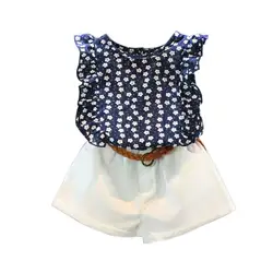 Детский жилет для девочек, плиссированное платье, комплект одежды из 2 предметов, 3 предмета, летняя одежда для маленьких девочек, футболка +