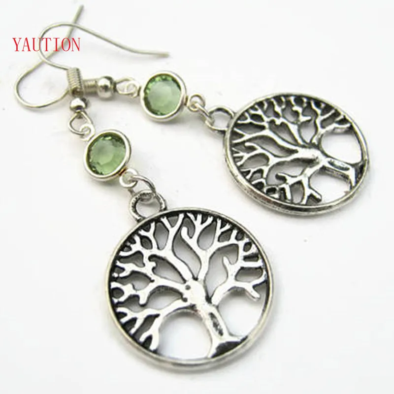 

YAUTION Tree of Life Birthstone Earrings, Personalized Family Tree Earrings, Nature Earrings, Tree Jewelry, Tree Charm Earrings