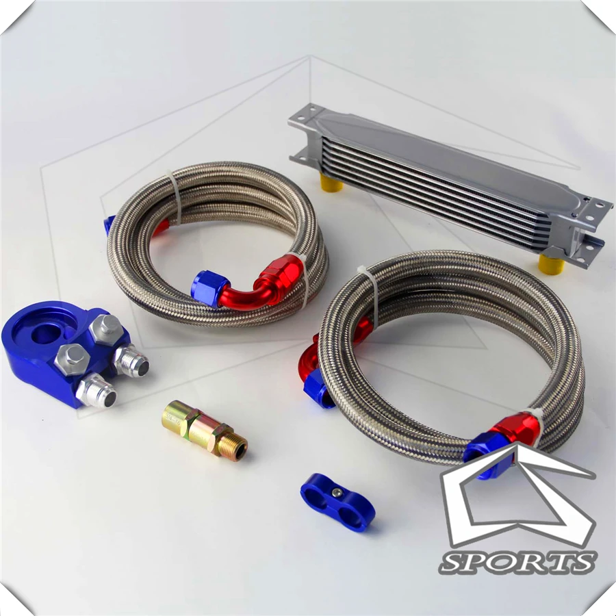 7 ROW AN-10AN UNIVERSAL OIL COOLER+SS Braided Hose kit | Автомобили и мотоциклы