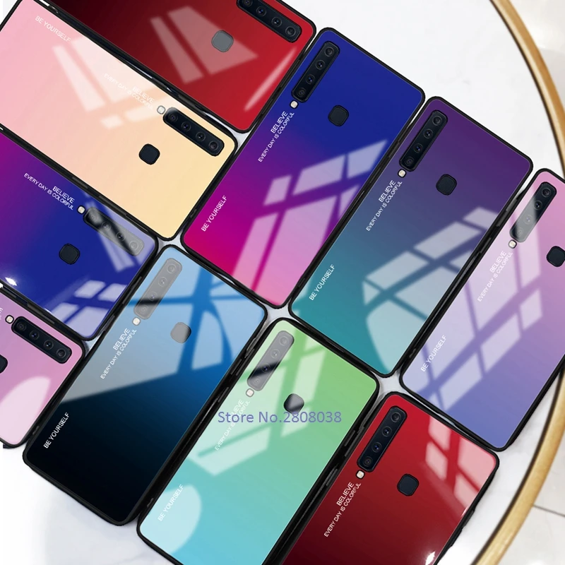 GerTong роскошный цветной чехол из закаленного стекла для Samsung Galaxy A9S A9 A7 A6 A8 J4 J6 Plus J8