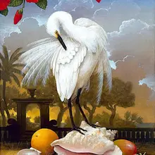 Белый журавль, стоящий на раковине, сделай сам, живопись по номерам, 24 цвета, пигментная кисть, ручная роспись, креативная цифровая картина маслом