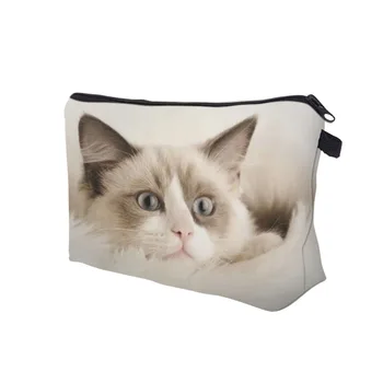 

Fashion Women Makeup Bags Cute 3D Cat Pattern Travel Ladies Cosmetics Organizer Pouch Storage Bag OH66