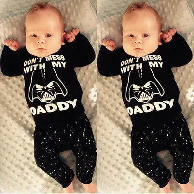 

2Pcs Newborn Baby Boy Girl Star Wars Clothes Cotton T-shirt Tops+Long Pants Outfit Set