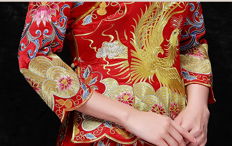 Женские свадебные платья с вышивкой Феникса, Чонсам Ципао китайский женский халат платье в традиционном китайском стиле, Китайский магазин одежды