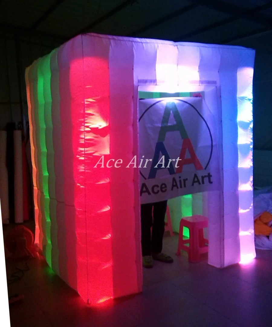 Горячая Распродажа; надувной яркий светодиодный куб надувной стенд палатка с 2 наклейками двери и крышки сделаны Ace Air Art для Чили