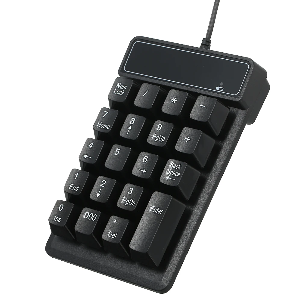 Mini Numeric Keypad Waterproof 19 Keys Low Noise USB Wired ABS Material