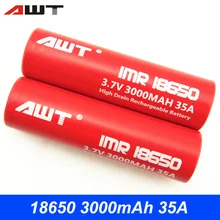 18650 Rechargeable Battery AWT 3000mAh 3.7V Li-ion Battery for Wismec Reuleaux GEN3 RX200S RX2/3 RX300 Vape Box Mod Battery T045