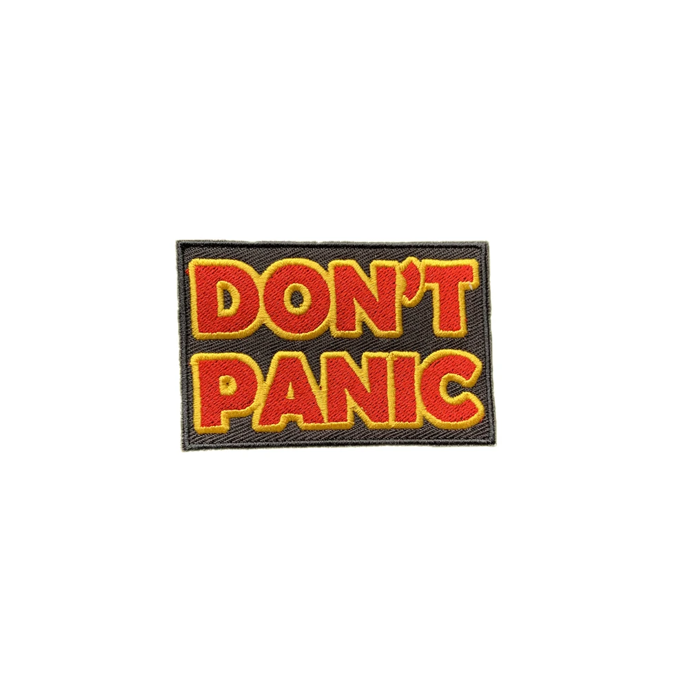 Надпись DONT PANIC вышитый значок патч Железный на футболке украшения отделка шитье DIY легкое платье из шифона