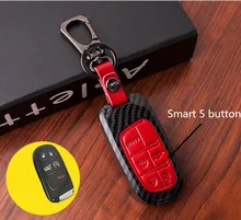Padrão de fibra de Carbono acessórios do carro chave Do Carro Caso Capa Para Dodge Jeep Grand Cherokee Cherokee Renegade 2017 Bússola
