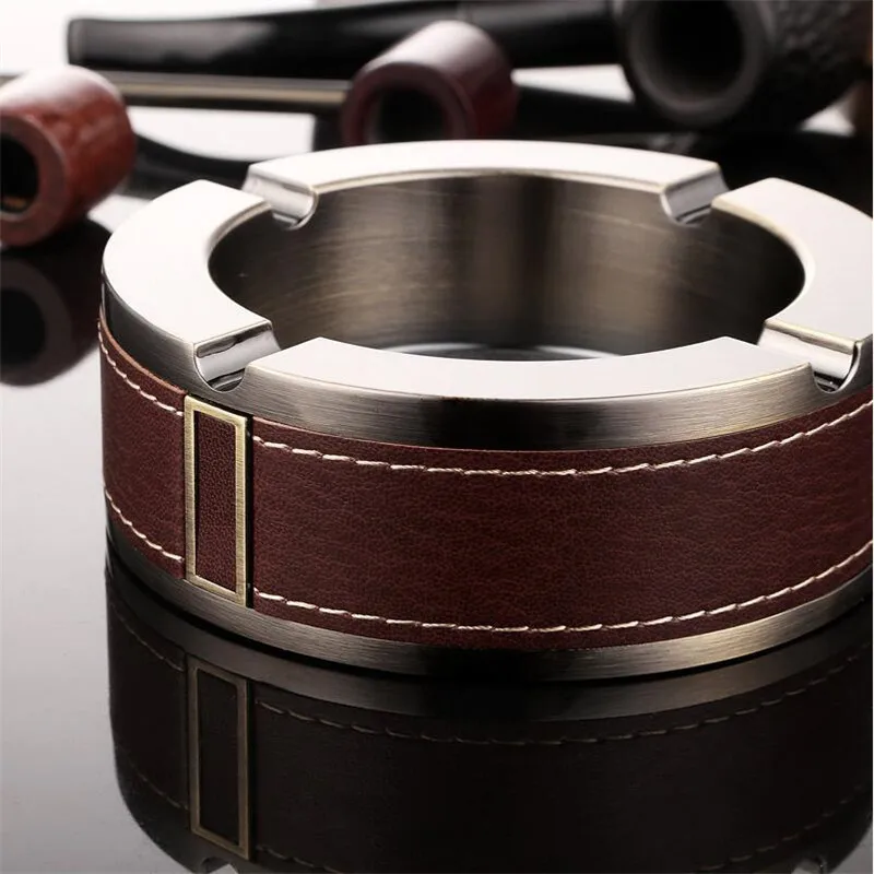 Stainless Steel Cigar Ashtray Cigarette Cigars Ashtrays Beautiful Round