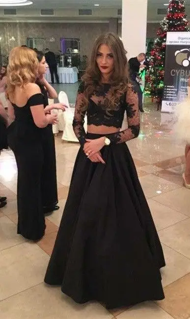 2 piece black formal dress