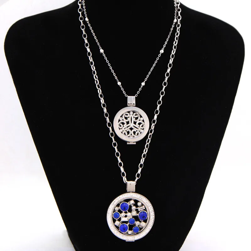 

Vinnie Design Jewelry 2pcs pendant necklace set with large and small Coin Disc for Double Crystal Coin Holder Keeper