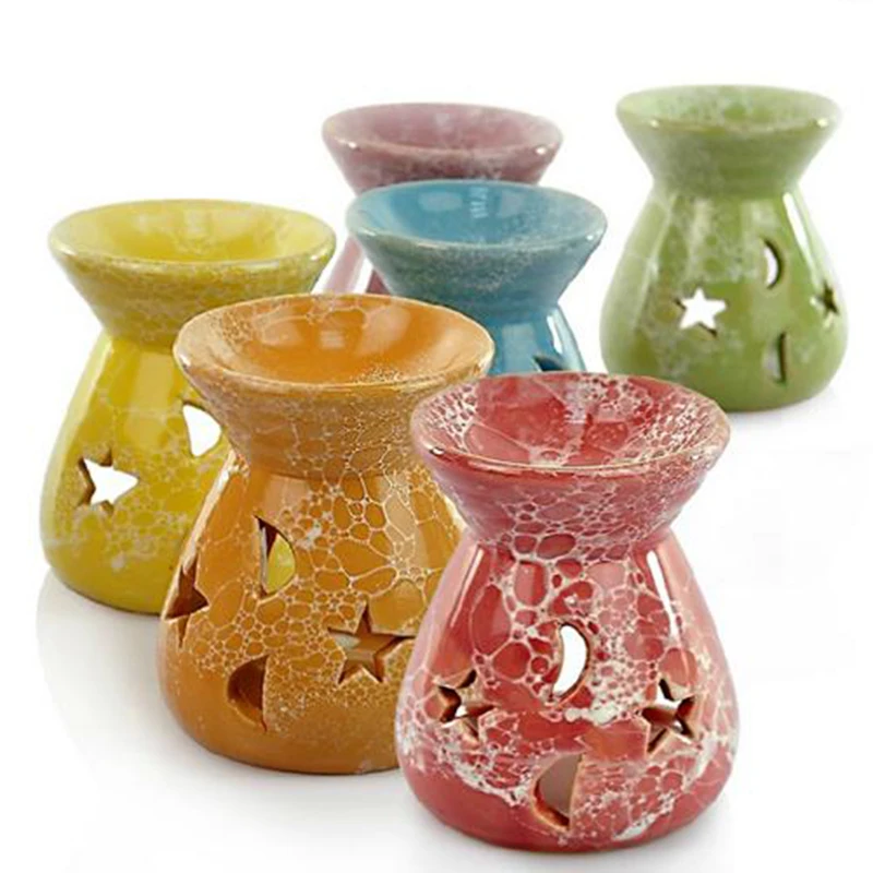 Hollow Ceramic Essential Oil Lamps Star Moon Candle Holder Aromatherapy
