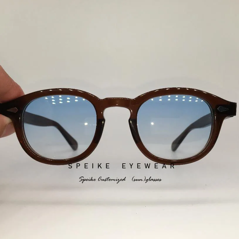 SPEIKE Подгонянные винтажные детские синие линзы солнцезащитные очки в стиле ретро в стиле «Джони Депп лемтош» могут быть солнцезащитные очки для близорукости - Цвет линз: Brown frame