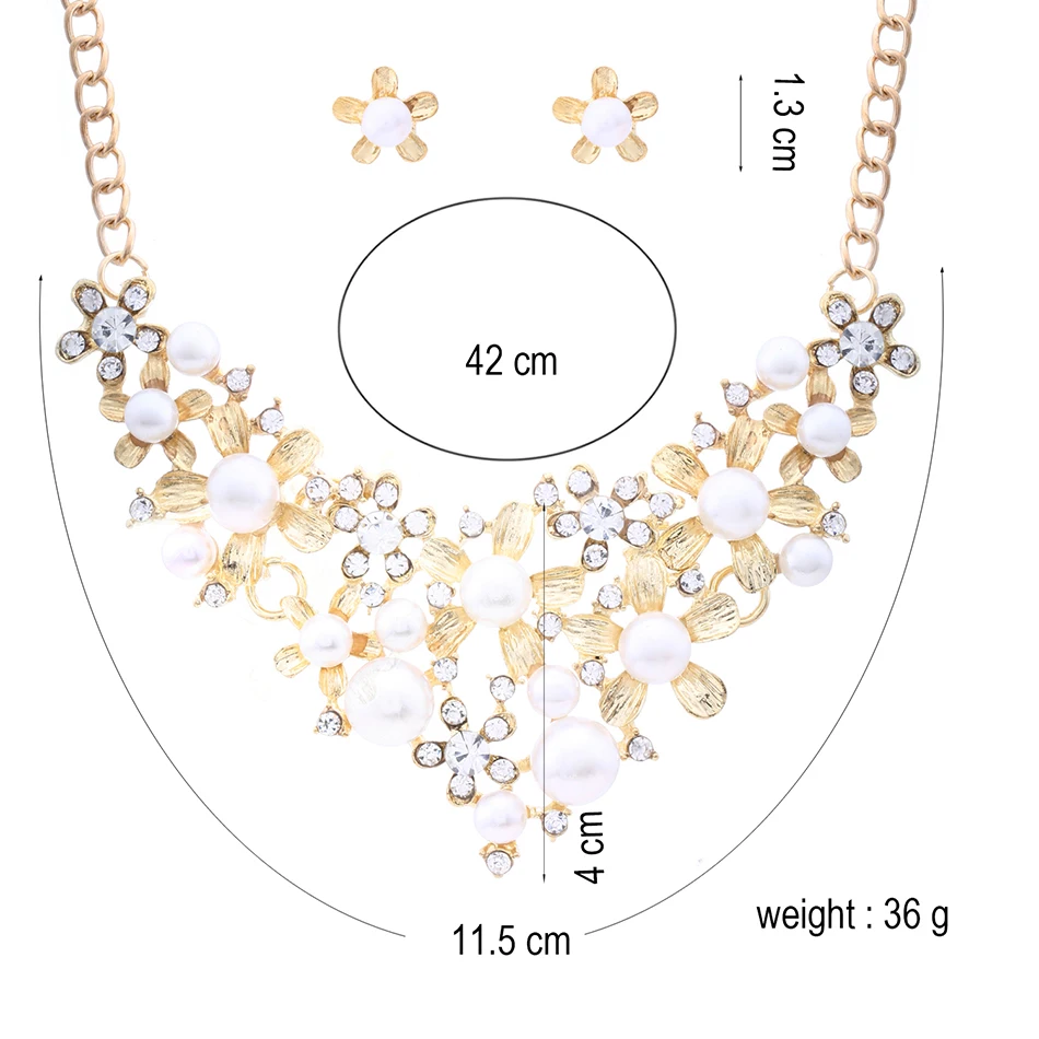 Женский ювелирный набор для свадьбы, ожерелье с искусственным жемчугом, стразы для женщин, серьги-гвоздики для подарков, KK211