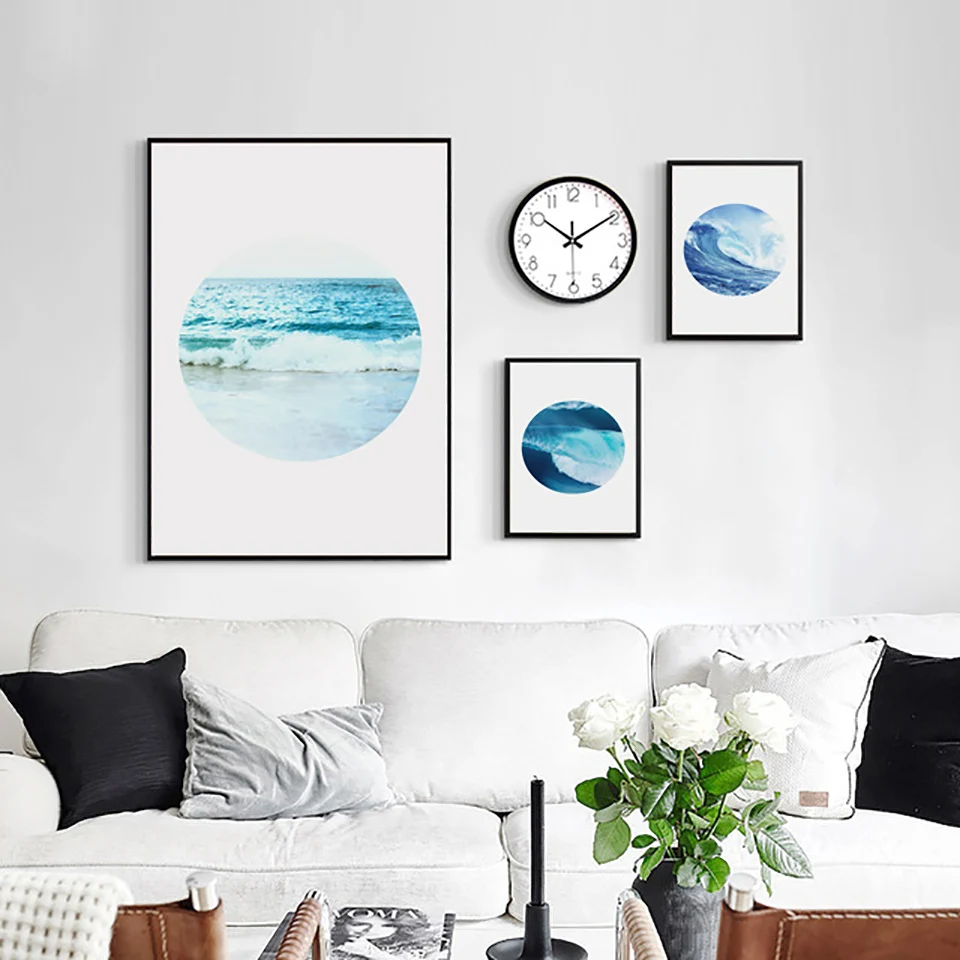 

Home Decor Prints Mountain Painting Nordic Sea Wave Pictures Wall Art Modular Canvas Watercolor Poster Modern Bedside Background