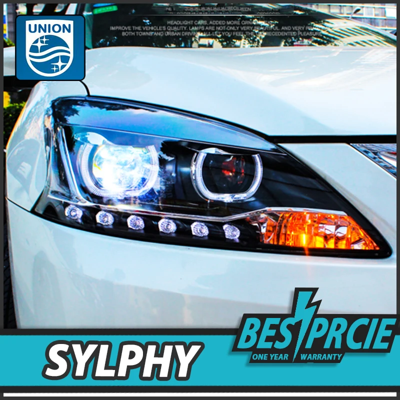 

UNION Car Styling for Sylphy Headlights 2012-2015 Sentra LED Headlight LED DRL Bi Xenon Lens High Low Beam Parking