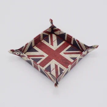 

LINKWELL Retro Union Jack UK National Flag United Kindom PU Leather Mens Catchall Change Key Wallet Coin Box Storage Tray Valet