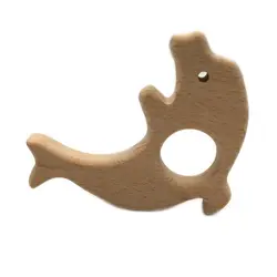 Детский Прорезыватель животных Дельфин деревянный зубные кольца для детей жевательное ожерелье игрушки #0503