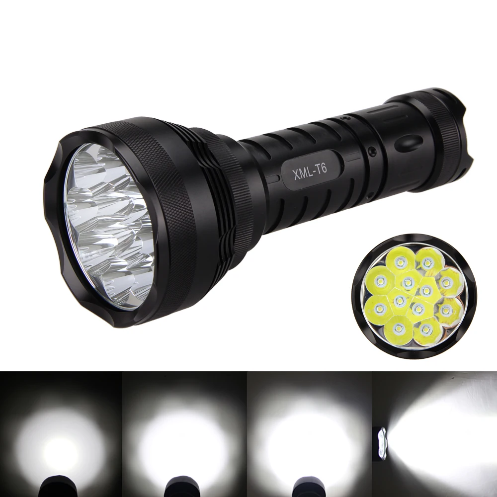 Super Bright 15000Lm 12x XM-L XML T6 LED Flashlight Torch Light for 6x 18650