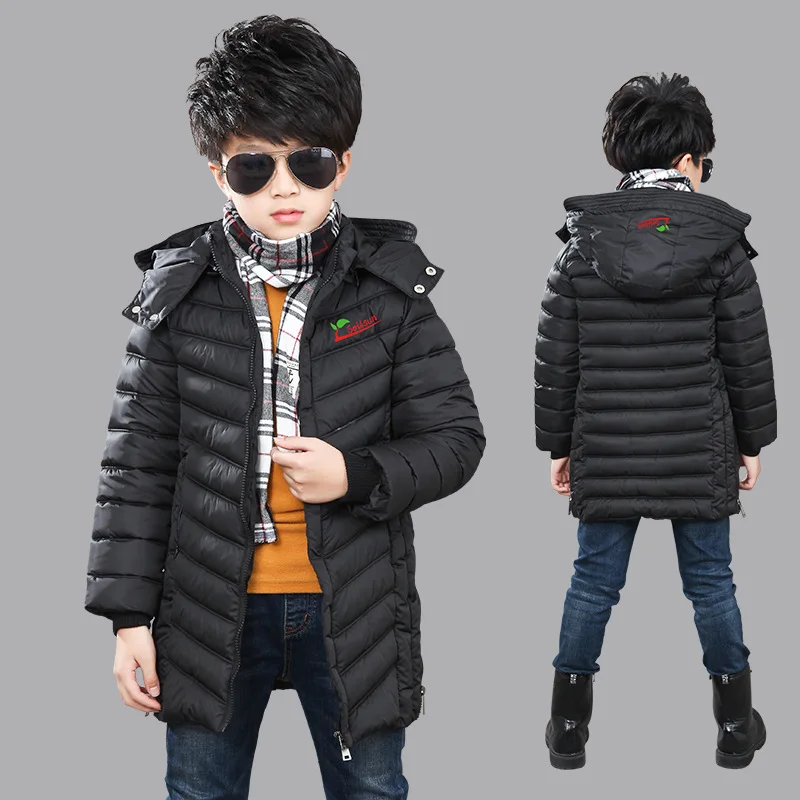 New Fashion Boy Parkas Winter Warm Jacket Coat 2018 Hooded Thick Solid Long Cotton-padded Jackets For 5-12T Boys High Quality New Fashion Boy Parkas Winter Warm Jacket Coat 2018 Hooded Thick Solid Long Cotton-padded Jackets For 5-12T Boys High Quality