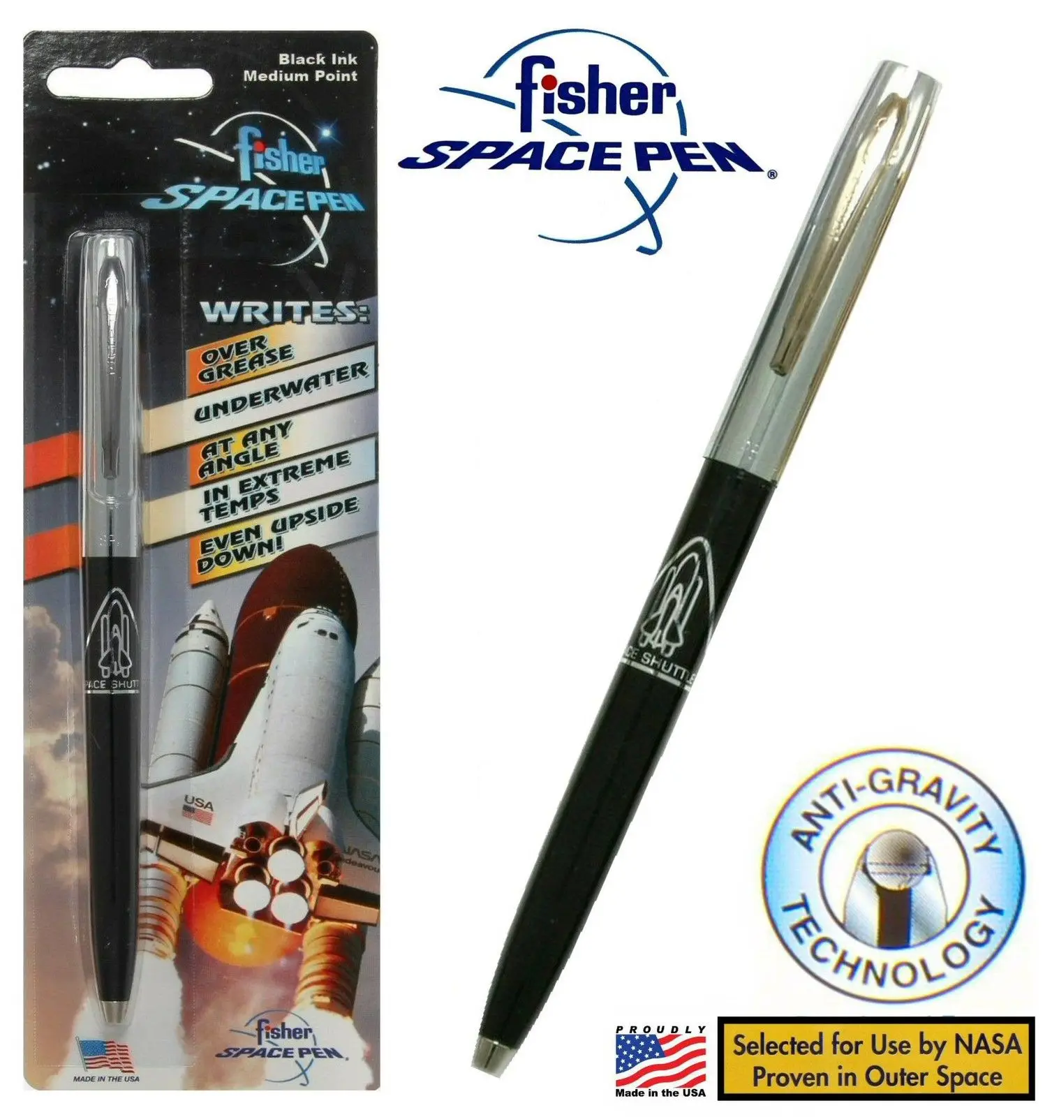 Fisher Space Pen s294 Apollo Series Chrome & Black With Shuttle