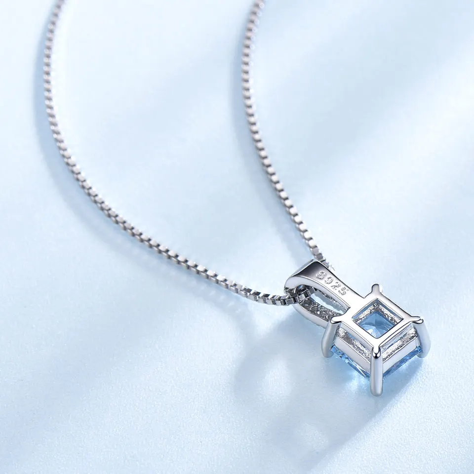 UMCHO Элегантные Подвески Настоящее 925 пробы серебряные ювелирные изделия созданное небо Ожерелье из голубого топаза Свадебные для женщин Подарки без цепи