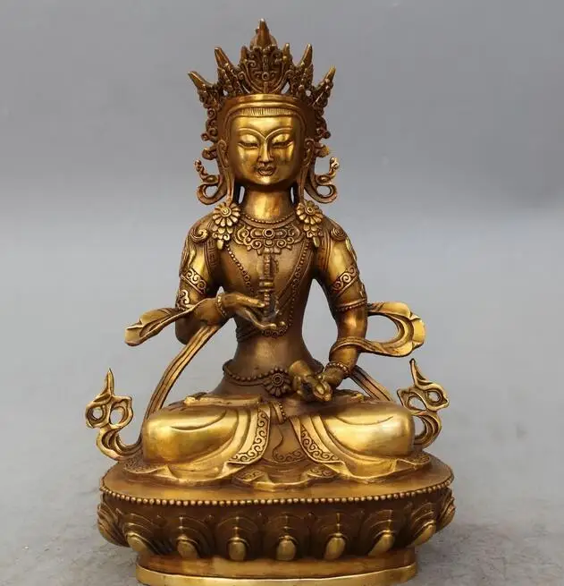 

free 12" Tibet Temple Bronze Gilt Dragon Robe Vajrasattva Vajradhara Buddha Statue fast