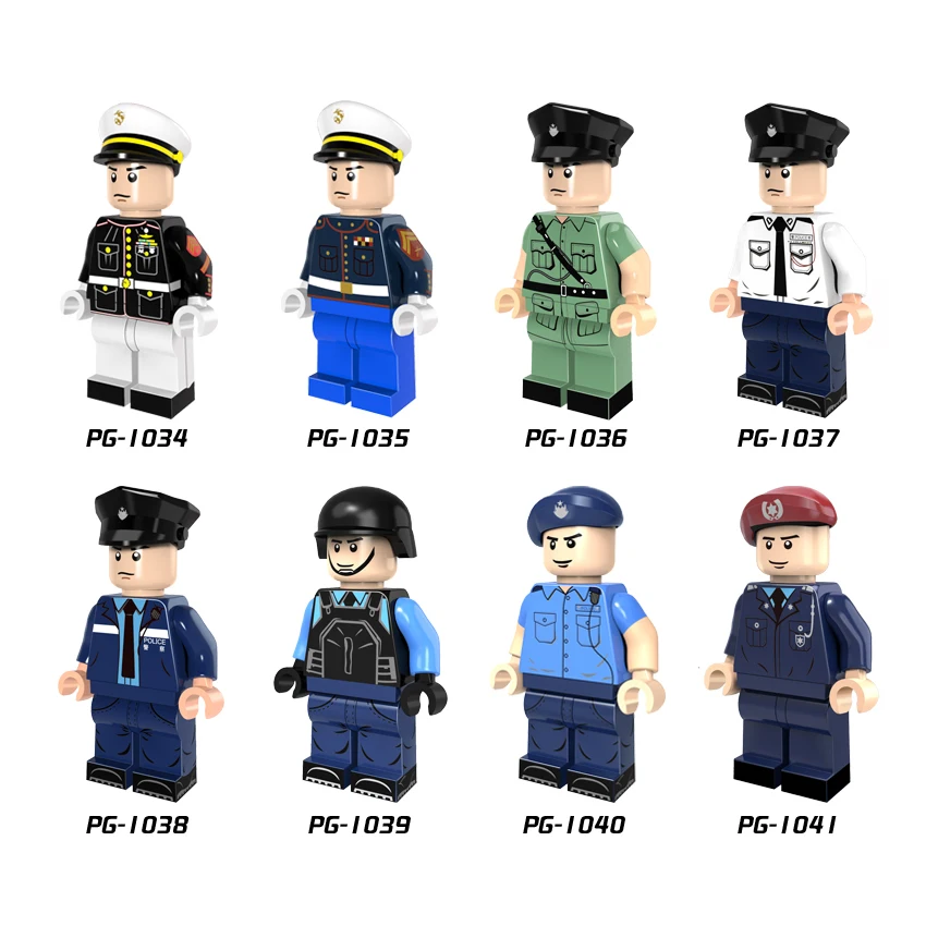 

Single Sale Marine Corps Flying Tigers Police Policeman Mini Building Blocks Figure Brick Toy kids gift Compatible Legoed PG8062