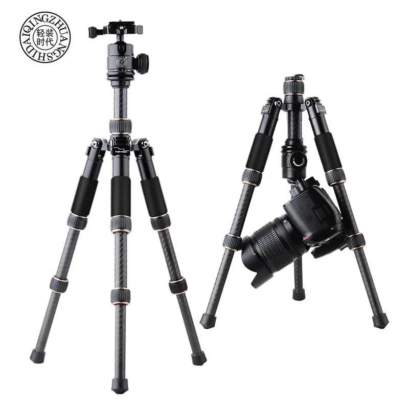 Профессиональный мини Трипод для камеры QZSD Q166C из углеродного волокна выдвижной