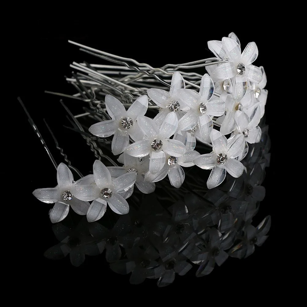 

2/20Pcs/Lot Flower Crystal Rhinestone UShaped Hairpin HairClip Women Wedding Bridal Headdress Jewelry Hair Accessories Wholesale