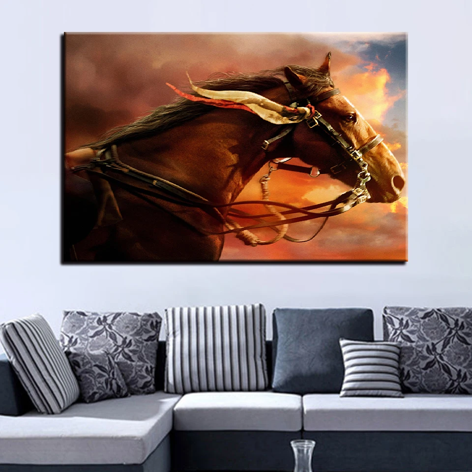 

Pictures Painting Wall Art Modular Poster Living Room 1 Panel Brown Horse Animal Framework HD Printed Modern Canvas Home Decor