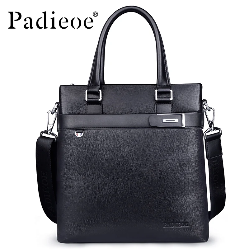 

Padieoe Deluxe Men's Genuine Cow Leather Briefcase High Quality Business men Casual Tote Messenger Bag Portfolio Briefcase