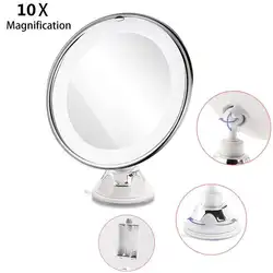 8 дюймов 10X увеличительное светодиодный настольный Круглый Макияж косметическое зеркало с присоской (белый)