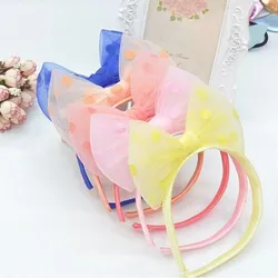 

New Hot Summer Style Headwear Chiffon Headband Big Bowknot Children Hair Accessories Baby Rabbit Ear Hair Hoop Dots Hair Band