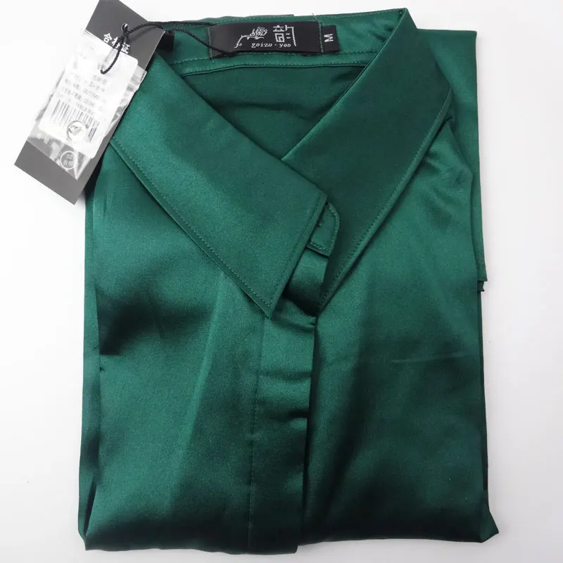 S XXXL Женская мода шелковая Атласная Блузка Кнопка блузка рубашка Повседневная