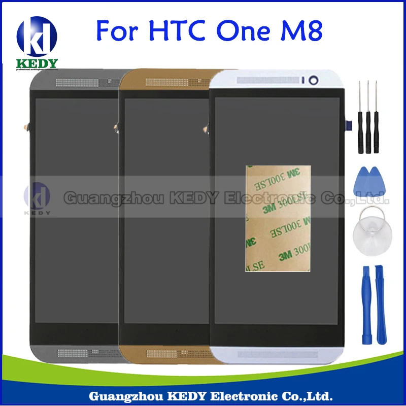 Gray Silver Gold LCD Replacement Assembly For HTC One M8 LCD Display With Touch Screen Digitizer