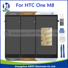 Gray Silver Gold LCD Replacement Assembly For HTC One M8 LCD Display With Touch Screen Digitizer With Bezel Frame +Tools