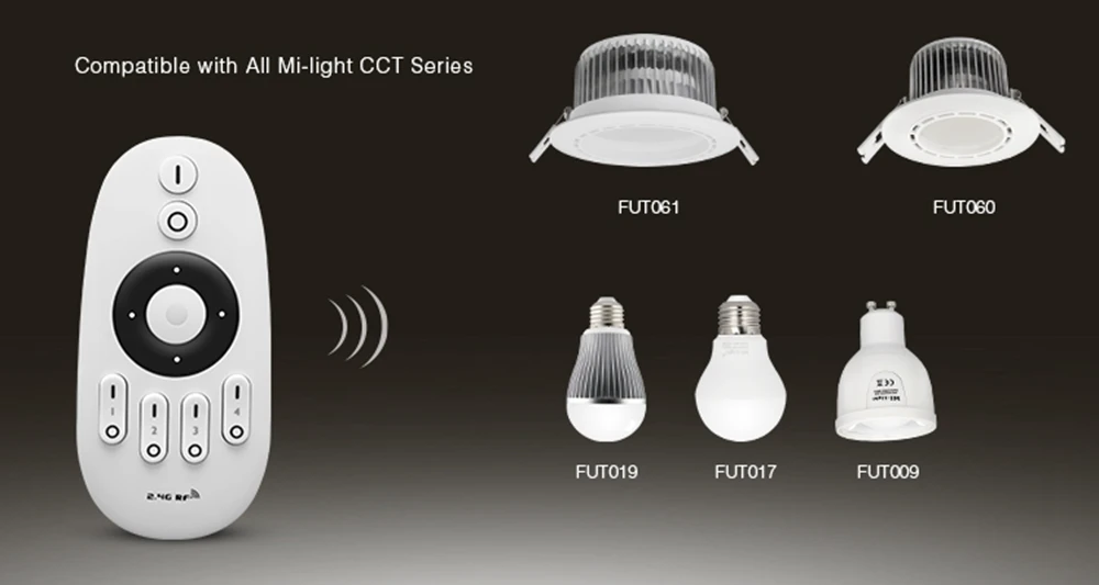 MiLight FUT035 светодиодный диммер контроллер для Цвет Температура светодиодные полосы DC12-24V 2,4G Беспроводной RF 4-Зона CT пульт дистанционного управления