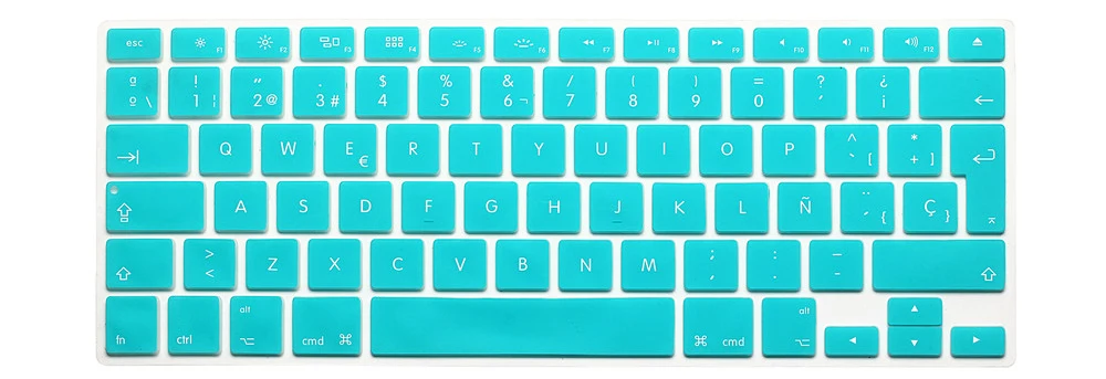 HRH шт. 50 шт. испанский ESP силиконовая клавиатура Чехлы для мангала клавиатуры Скины протектор MacBook Air Pro Retina 13 15 17 ЕС Версия - Цвет: Aqua blue