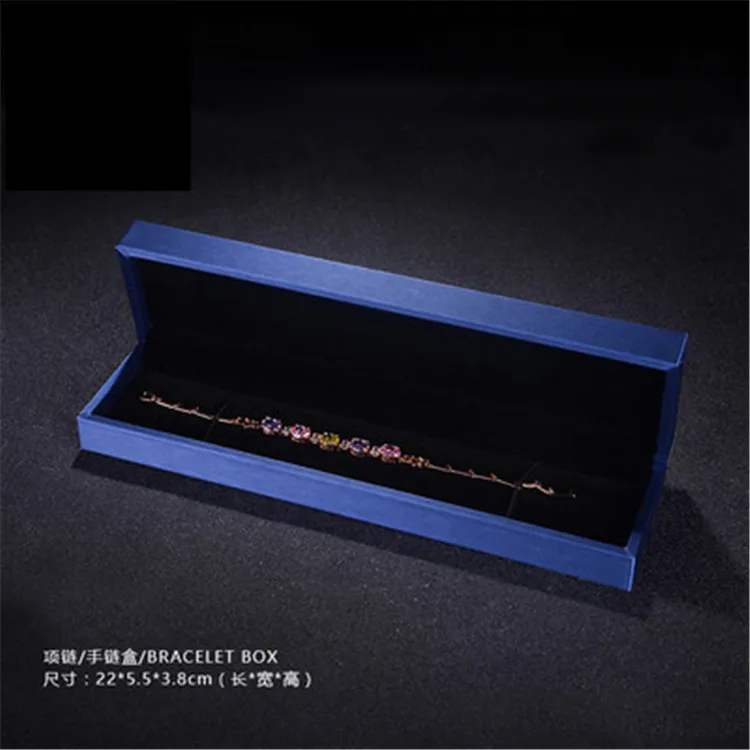 Высокое качество тягучее синее кольцо коробка для ювелирных изделий серьги кулон браслет упаковка украшений набор коробки Упаковка Дисплей Кожа - Цвет: bracelet box L
