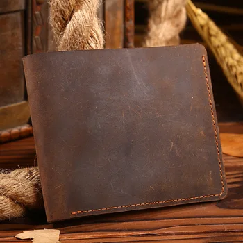 

Wallet Purses Men's men Genuine Top crazy horse Leather Wallets Money Clips Mens Solid 2018 Brand New Money Clips small Hand Bag