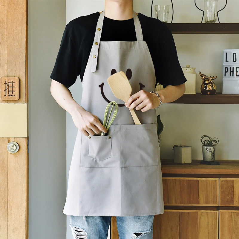 

Apron female fashion home kitchen baking nail tea shop work waiter male waist smile logo print customised