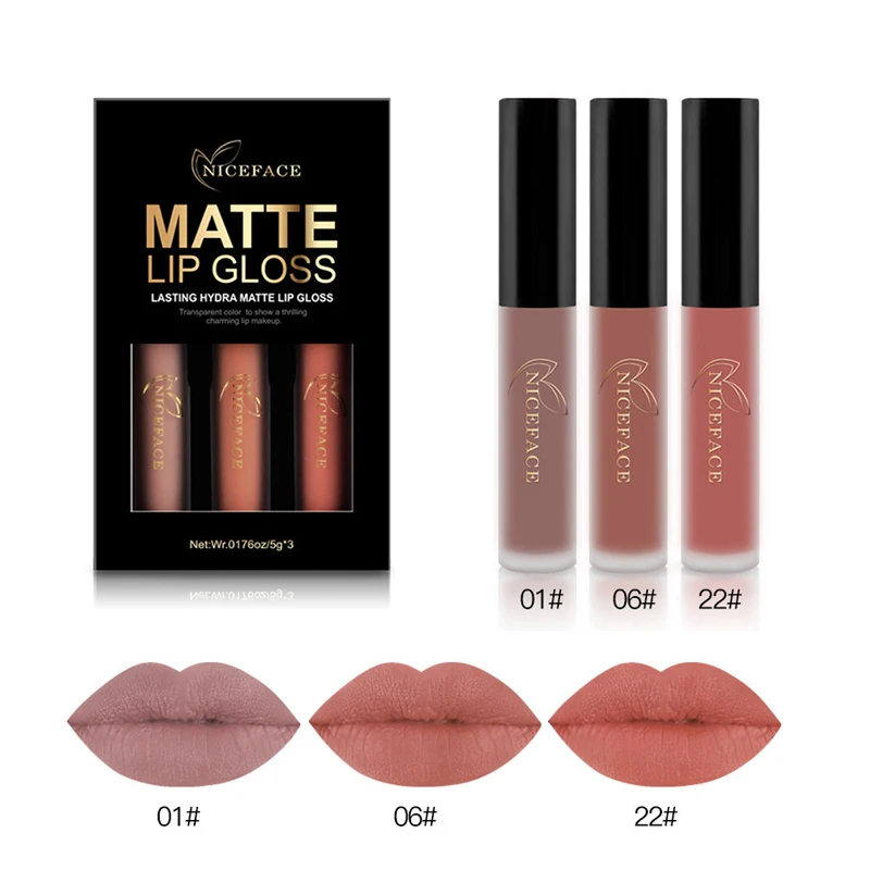 

NICEFACE Nude Batom Mate Lipgloss Makeup Liquid Lipstick Moisturizer Long Lasting Levre Matte Lip Gloss Beauty Cosmetics Rouge